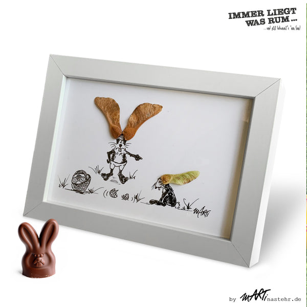 ILWR "Ahornsamen", handgezeichnete Kunst im Rahmen (mit 3D-Objekt)