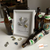 "div. Kronkorken" – mARTified 3D-Kunst im Rahmen