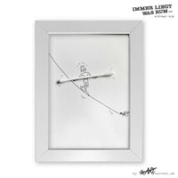 ILWR "Wattestäbchen", handgezeichnete Kunst im Rahmen (mit 3D-Objekt)