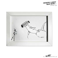 ILWR "Rasierklinge", handgezeichnete Kunst im Rahmen (mit 3D-Objekt)