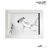 ILWR "Rasierklinge", handgezeichnete Kunst im Rahmen (mit 3D-Objekt)