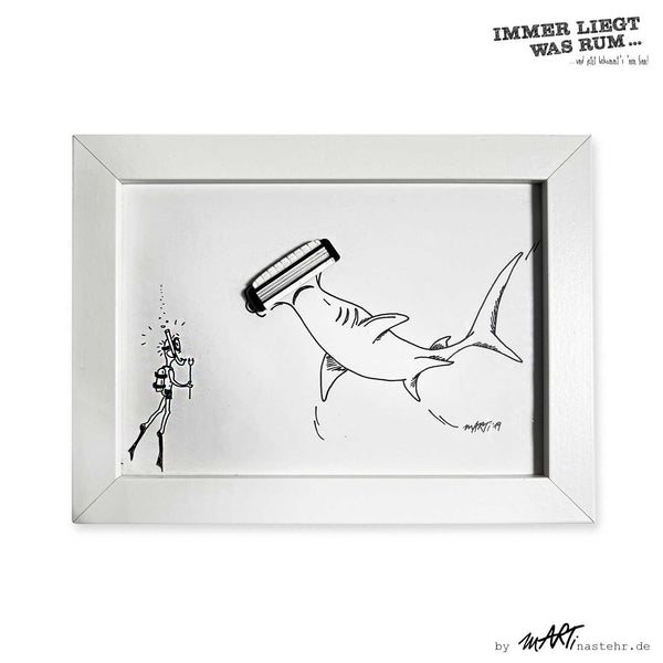 ILWR "Rasierklinge", handgezeichnete Kunst im Rahmen (mit 3D-Objekt)
