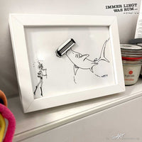 ILWR "Rasierklinge", handgezeichnete Kunst im Rahmen (mit 3D-Objekt)